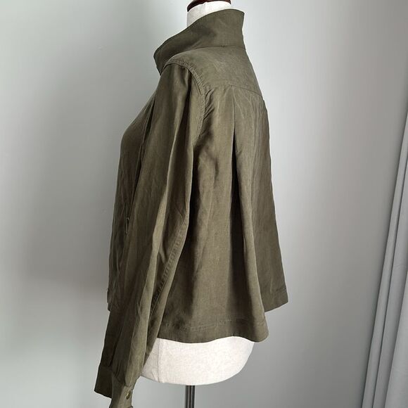 Club Mónaco Women's Green Bomber Moto Lightweight Zip Front Jacket Size M - Picture 14 of 14